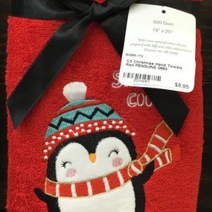Beautiful Christmas Hand Towels Pinguins 0663